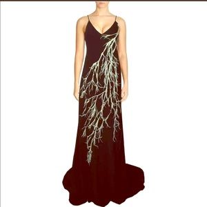 NTW Halston Heritage Black Printed Feather Dress